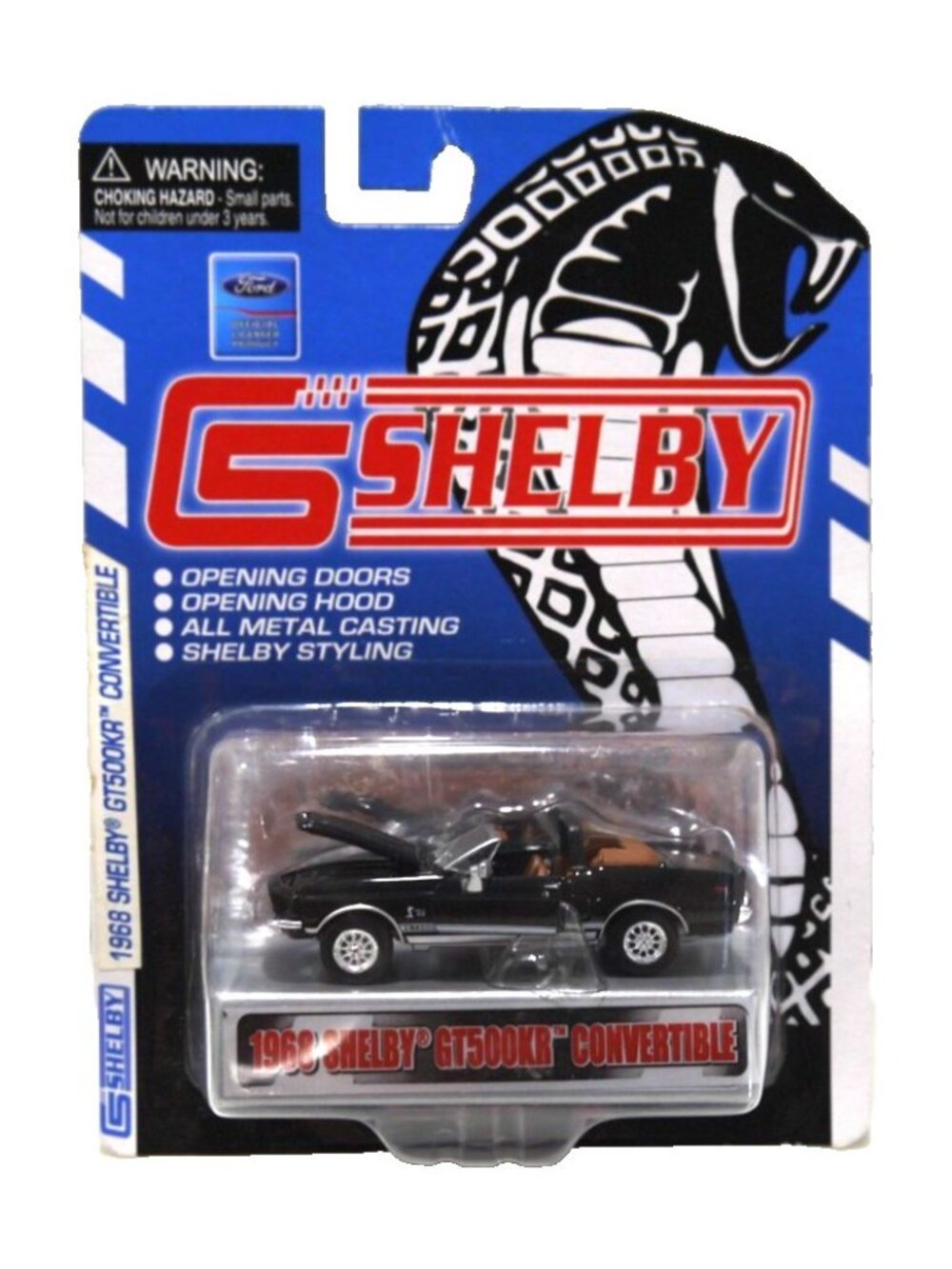 Shelby black 1968 Shelby GT500KR Convertible diecast 1:64 car New, minor pkg dmg